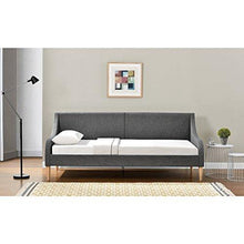 [en.casa] Divano Letto comodissimo in Tessuto Grigio Scuro - con Gambe Effetto Legno - 200cm x 90cm - con Materasso - Arredi Casa