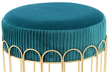 One Couture Sgabello, Poliestere, Petrolio/Oro, 40cm x 40cm x 39cm