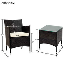 Belissy Set di mobili da giardino in rattan sintetico, poltrone da giardino moderne, mobili da balcone, set da 2 persone, 1 tavolo e 2 poltrone, set per balcone e terrazzo (rattan marrone)