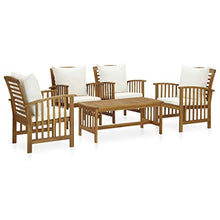 FAMIROSA Set Divani da Giardino 5 pz con Cuscini in Massello di Acacia-7978