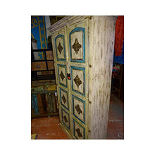 int. d'ailleurs - Ampio Armadio Bianco e Turchese Decorato con Ottone 100x183 cm - PAL439