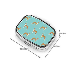 Basenji, scatola quadrata per pillole e medicine in piedi per cani di razza pura, blu