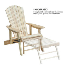 Outsunny Sedia a Sdraio Adirondack da Giardino Pieghevole Regolabile con Poggiapiedi 70 x 175 x 98cm