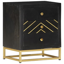 vidaXL Comodino Nero e Oro 40x30x50 cm in Legno Massello di Mango