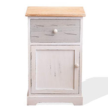 Rebecca Mobili Comodino, Paulownia, Bianco Marrone, 56 x 35 x 25 cm