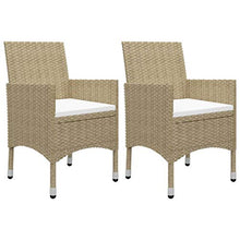 FAMIROSA Set da Pranzo da Giardino 3 pz Beige in Polyrattan e Vetro