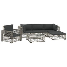 SKM Set Divani da Giardino 10 pz con Cuscini in Polyrattan Grigio D