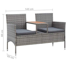 FAMIROSA Panca da Giardino 2 Posti con Tavolino 143 cm Polyrattan Grigio