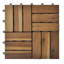 GOTOTOP Set di 30 piastrelle in legno di acacia per esterni, 30 x 30 x 2,4 cm, antiscivolo per terrazza, giardino, balcone