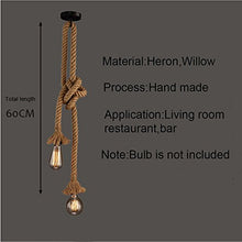 Lampada a sospensione industriale, STARRYOL luce a sospensione a doppia testa di canapa per sala da pranzo, sala, ristorante, bar, caffetteria - lunghezza 60 cm