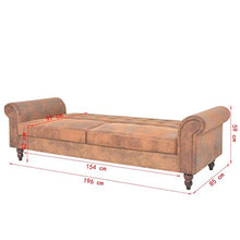 Festnight Divano Letto Chesterfield Moderno con Braccioli Pelle Scamosciata Sintetica Marrone