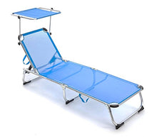 MEDIA WAVE store Lettino Prendisole Q.BO in Alluminio con Parasole MOD. SAPRI in Textilene (Blu)