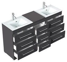 Mobile bagno a terra Vitro Modern con lavabos in vetro antracite satinato
