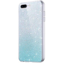 Saceebe Compatibile con iphone 7 plus/8 plus Custodia Silicone Transparente TPU Glitter Brillare Colore sfumato Custodia TPU Silicone Morbida Glitter TPU Cover Custodia Cover [Antigraffio],blu