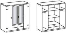 Moderno modo imitazione quercia porta girevole specchio dell'armadio porta dell'armadio 4, comprendente due mirroring porta rapidamente e facilmente assemblata,180 cm