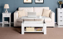 Yaheetech Tavolino da caffè sollevabile Tavolo Moderno Elevabile da Salotto Divano caffè con Ripiano Inferiore Bianco 98 x 50 x 41,8 cm Bianco
