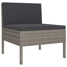 SKM Set Divani da Giardino 10 pz con Cuscini in Polyrattan Grigio (70kg)
