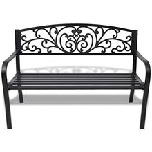 GOTOTOP Panchina da Giardino 2 Persone Acciaio e Ghisa Nera Panca da Esterno 127 x 60 x 85 cm