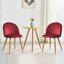 OFCASA Set di 2 Sedie da Pranzo in Velluto Sedie da Cucina Imbottite con Gambe in Metallo Moderne Mobili Rosso