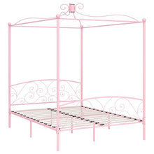 SKM Letto a Baldacchino Rosa in Metallo 180x200 cm