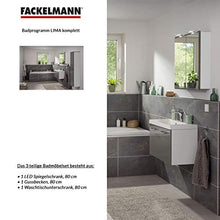 FACKELMANN - Set di mobili da bagno, 3 pezzi, colore: grigio lucido Lima - Mobile sottolavabo in ghisa, 80 cm e LED