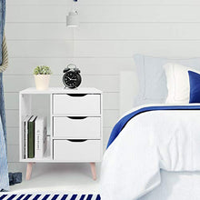Comodino Changor, utilizzabile come comodino compatto con design a scomparsa, tavolino in truciolato (bianco)