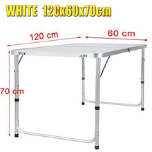 HHTX Tavolo Pieghevole Tavolo da Campeggio Portatile in Alluminio da 4 Piedi Tavolo da Barbecue da Pranzo per Picnic da Giardino per Interni ed Esterni con Manico, Altezza Regolabile, Bianco
