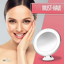 CS Light® Specchio cosmetico con luce – [3] livelli di luminosità – [360°] – Montaggio con ventosa – [10x]