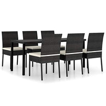 FAMIROSA Set da Pranzo da Giardino 7 pz in Polyrattan Nero-5697