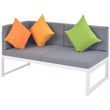 Festnight Set 19 pz Divano Angolare Moderno e Tavolo Basso Rettangolare con Cuscini Devorativi da Giardino/Patio/Balcone/Piscina per Esterno in Alluminio e WPC - Arredi Casa