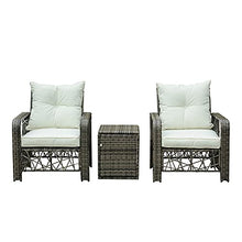 Outsunny Set 2 Poltrone da Giardino e Tavolino Contenitore in Rattan PE e Acciaio, Arredamento da Esterno Grigio e Beige