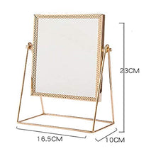 AITAOZI Specchio per Il Trucco da Tavolo, Specchio da vanità Pieghevole Desktop Quadrato, Specchio Pieghevole Portatile con Supporto in Rame 90 ° Regolabile, Specchio cosmetico in Piedi