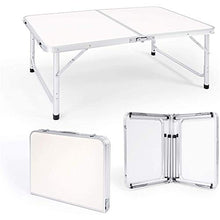 Rund Tabella DE Camping IT En Alluminio ET MDF avec Hauteur Réglable Table De Jardin Couleur Blanc