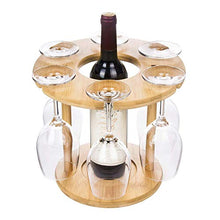 rukauf Porta-bicchieri da vino in legno di bambù, design moderno per fino a 6 bicchieri da vino + 1 bottiglia