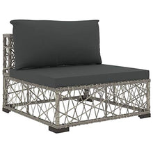 SKM Set Divani da Giardino 10 pz con Cuscini in Polyrattan Grigio D