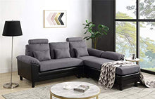 Divano componibile convertibile in tessuto di lino moderno divano a 3 posti a forma di L divano componibile con chaise reversibile 4 posti divani componibili (grigio)