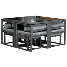 giordano shop Set Tavolo con 4 Sedie e 4 Sgabelli da Giardino in Alluminio Grigio
