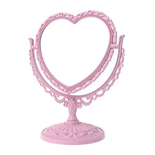 ruiruiNIE 2Sides Specchio Trucco a Forma di Cuore Tavolo Alto Girevole Comò Specchio Compatto Rosa