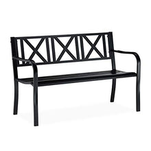 Relaxdays, Nero Panca da Giardino in Metallo, 2 Posti, Resistente, Panchina da Balcone HxLxP 81 x 127 x 56 cm