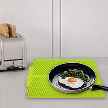 Rockyin Extra Large Dish Drying Mat Premium Resistente al Calore Rilievo del Silicone (Verde)