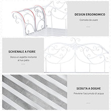Outsunny Panca da Giardino Panchina 2 Posti Esterno Metallo 131 × 51 × 90cm Bianco