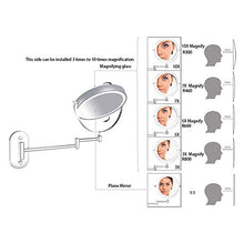 Com Specchio per Il Trucco, Montaggio a Parete Specchio per Il Trucco Illuminato a LED 10X Specchio cosmetico ingranditore a 360 ° Specchio per Il Trucco orientabile su Due Lati, alime