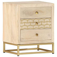 vidaXL Comodino Oro 40x30x50 cm in Legno Massello di Mango