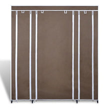 SHENGFENG Tessuto Armadio con Scomparti per Vestiti e Scarpe con Velcro e Cerniere 45 x 150 x176 cm Marrone