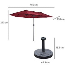 Ombrellone da Giardino Doppio 4,6x2,7m in Acciaio e Poliestere Rosso
