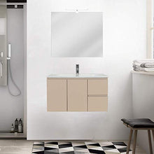 OrionShop Mobile Bagno Sospeso Ariete da 90cm Tortora Opaco con Lavabo Specchio e Lampada LED Inclusi