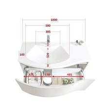 Mobile bagno sospeso LENA 1000 bianco opaco - specchio a scelta opzionale, Specchio:Senza specchio, Piletta Pop-up:Con piletta Pop-up