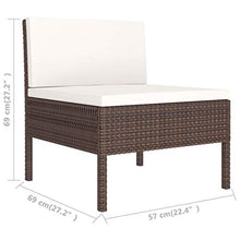 SKM Set Divani da Giardino 6 pz con Cuscini in Polyrattan Marrone (39kg) Marrone-6981