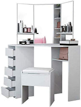 Comò Camera D'angolo, Comò Con Cassetti E Sgabello Mobile 109 * 55 * 140cm, Bianco,White