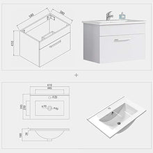 Xinyang Mobile da bagno sospeso da 60 cm con cassetto singolo bianco protezione ambientale MDF bordo con lavello in ceramica